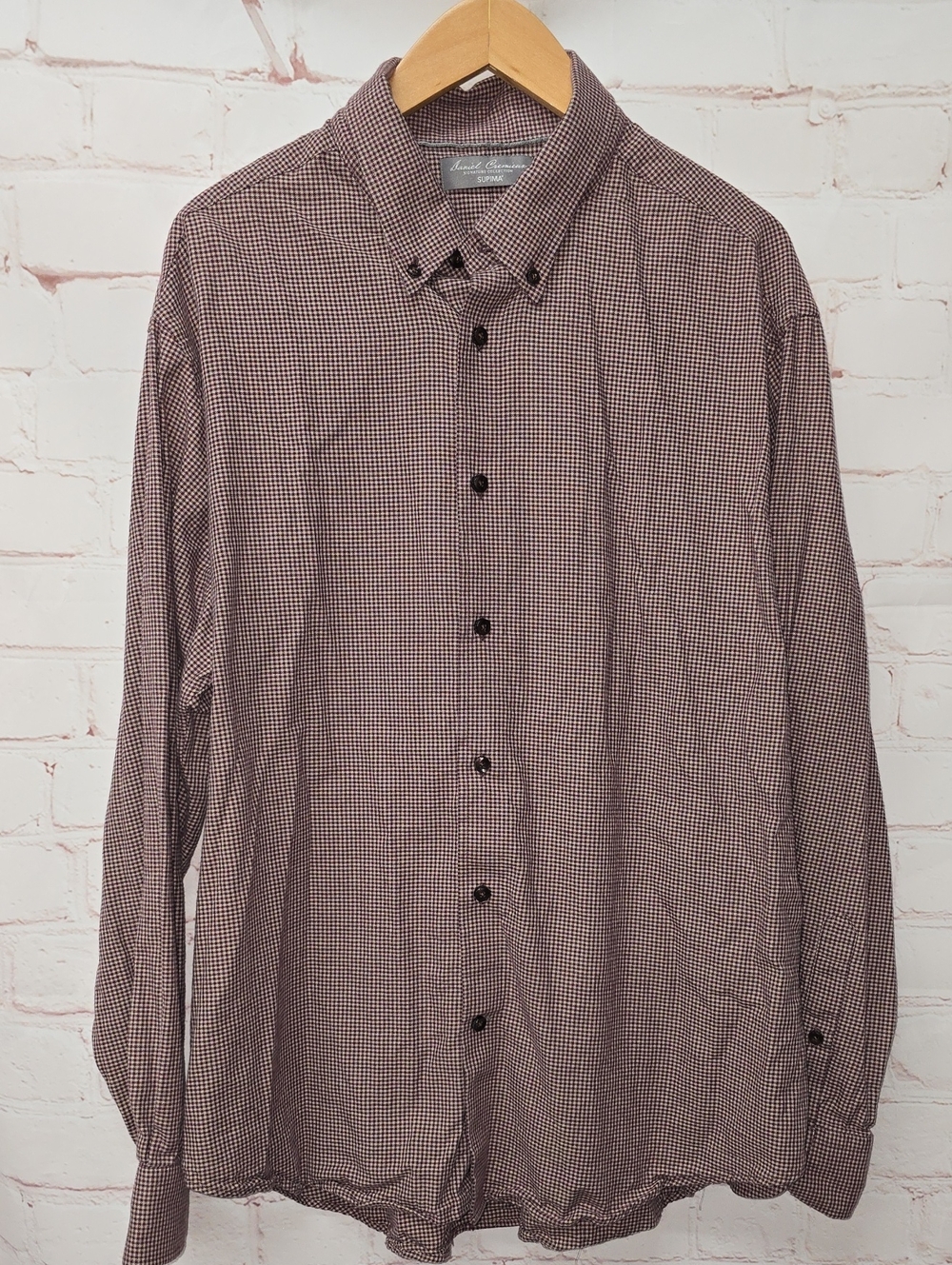 Daniel Cremieux Men's Burgundy Micro-Check Button-Down Shirt Size XL